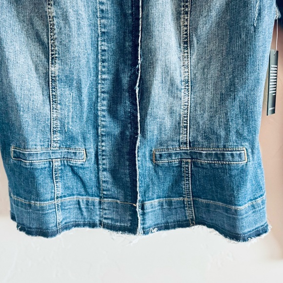 Kut From The Kloth Jean Jacket Remade Raw Hem Denim Collarless Trucker Jacket 1X - Picture 6 of 16